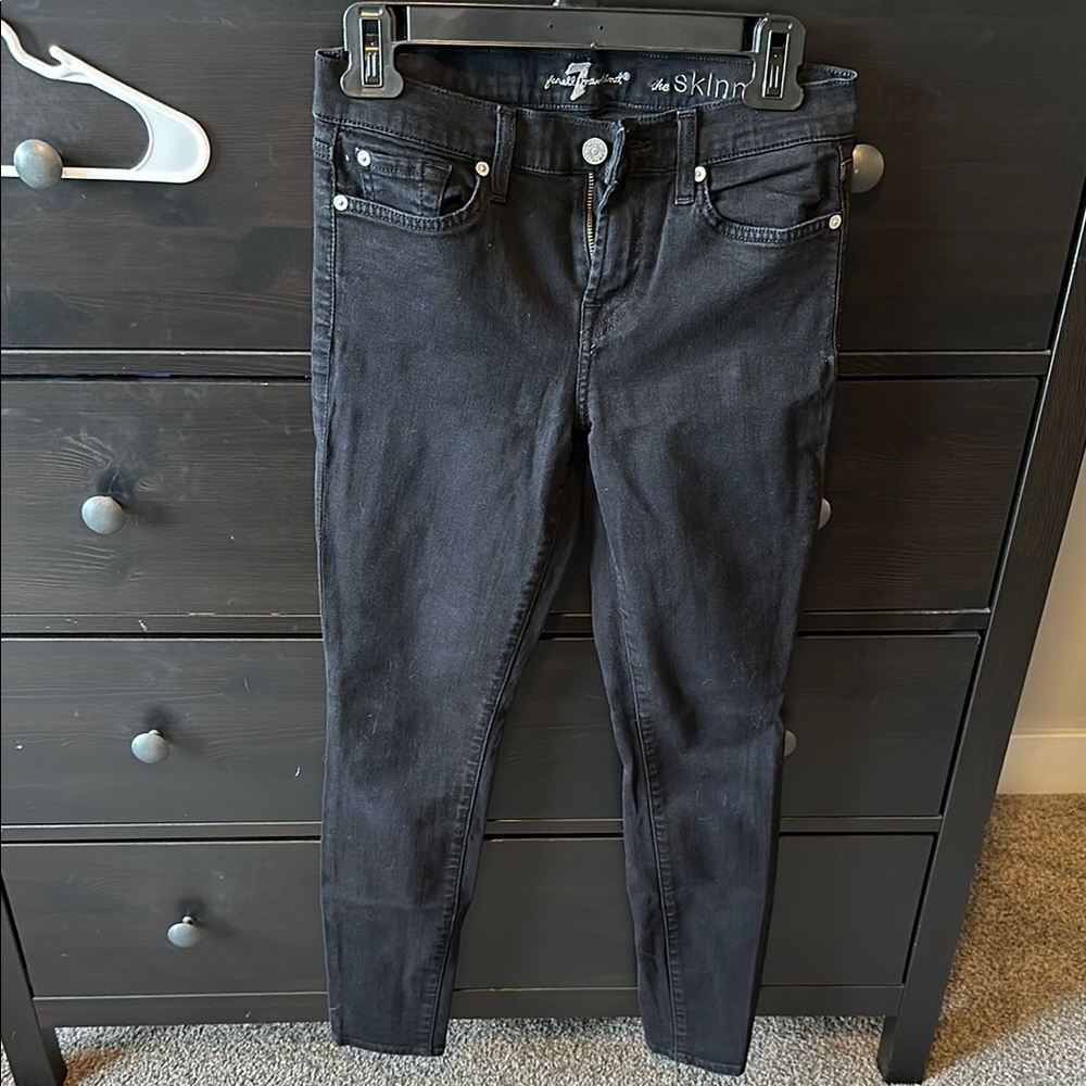 7 For All Mankind Black Skinny Jeans Stretch Denim